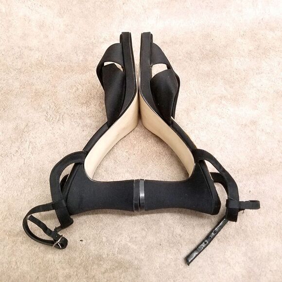 Diba East Womens Size 7.5 Black Fabric Ankle Strap Open Toe 3" Heels Sandals - Picture 9 of 11